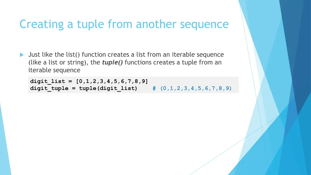 creating a tuple from another sequence