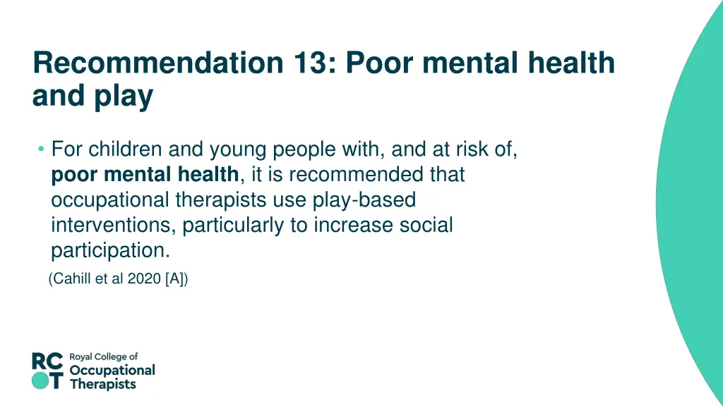 recommendation 13 poor mental health and play