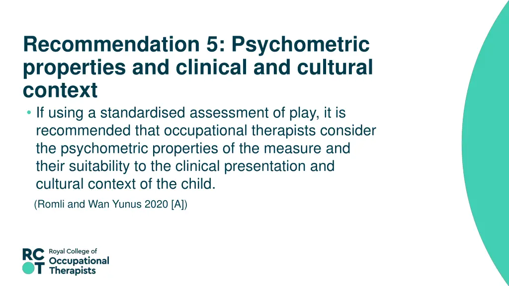 recommendation 5 psychometric properties
