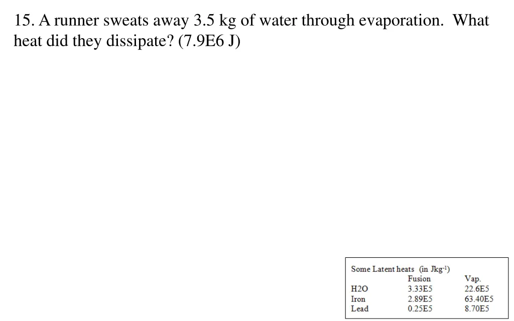 15 a runner sweats away 3 5 kg of water through