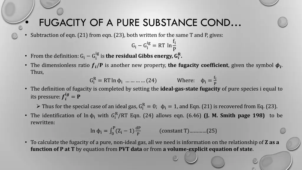 fugacity of a pure substance cond