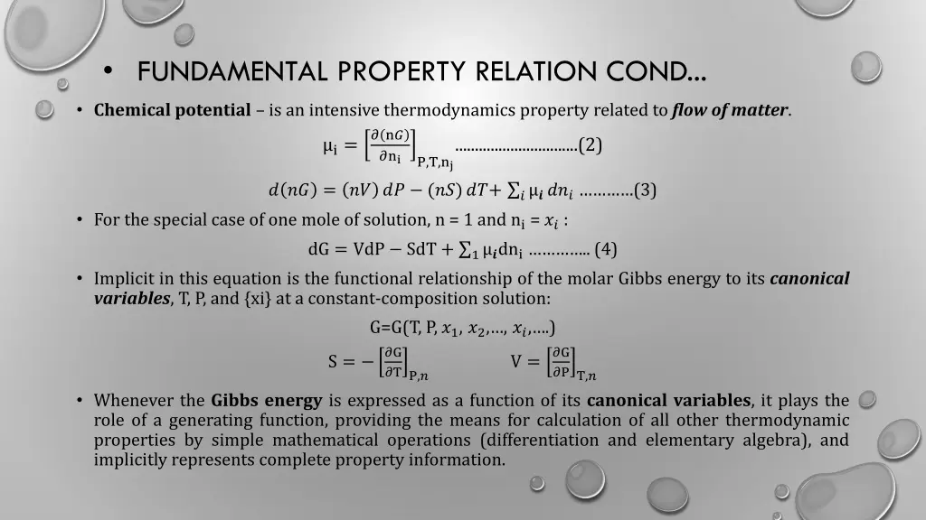 fundamental property relation cond