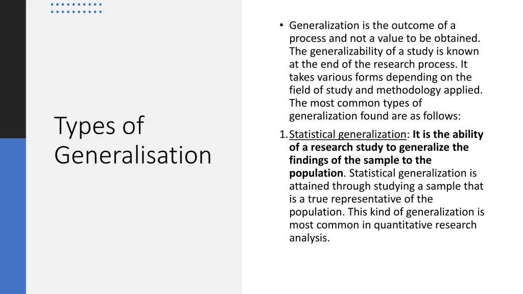 generalization is the outcome of a process