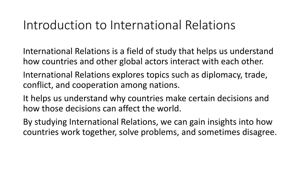 introduction to international relations