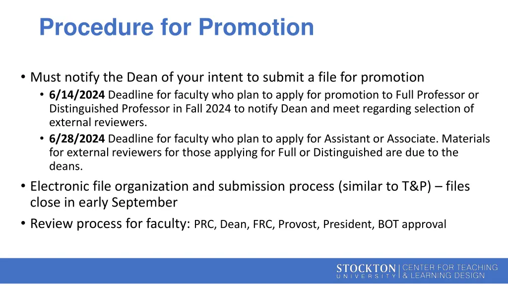 procedure for promotion