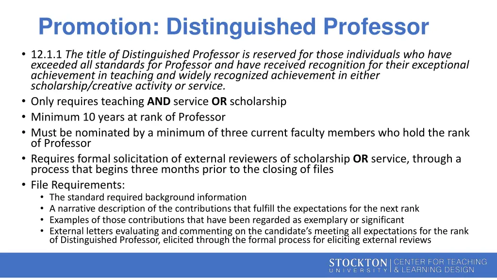 promotion distinguished professor