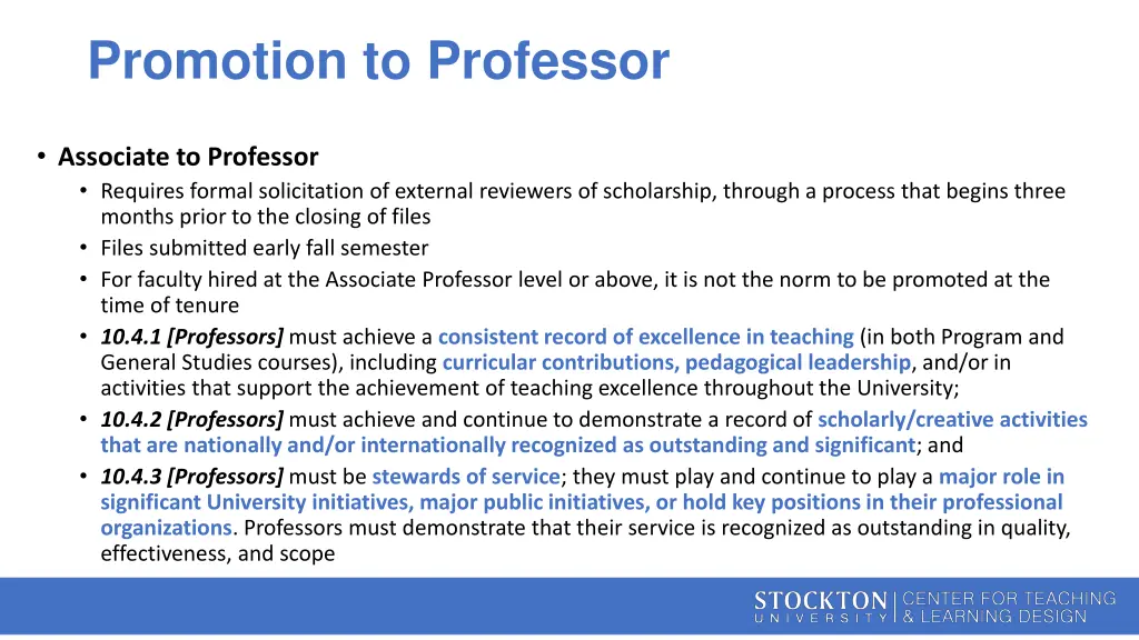 promotion to professor