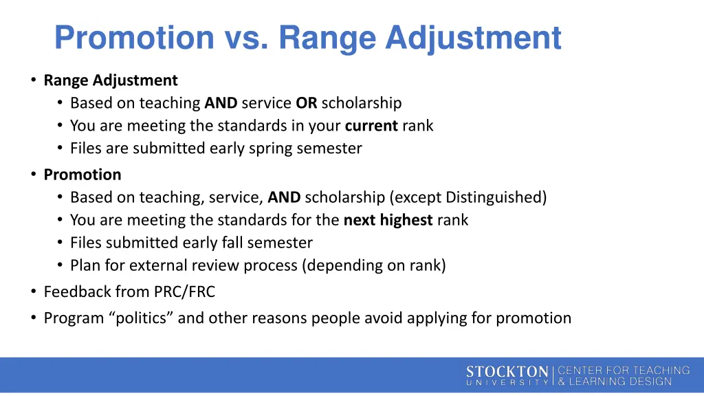 promotion vs range adjustment