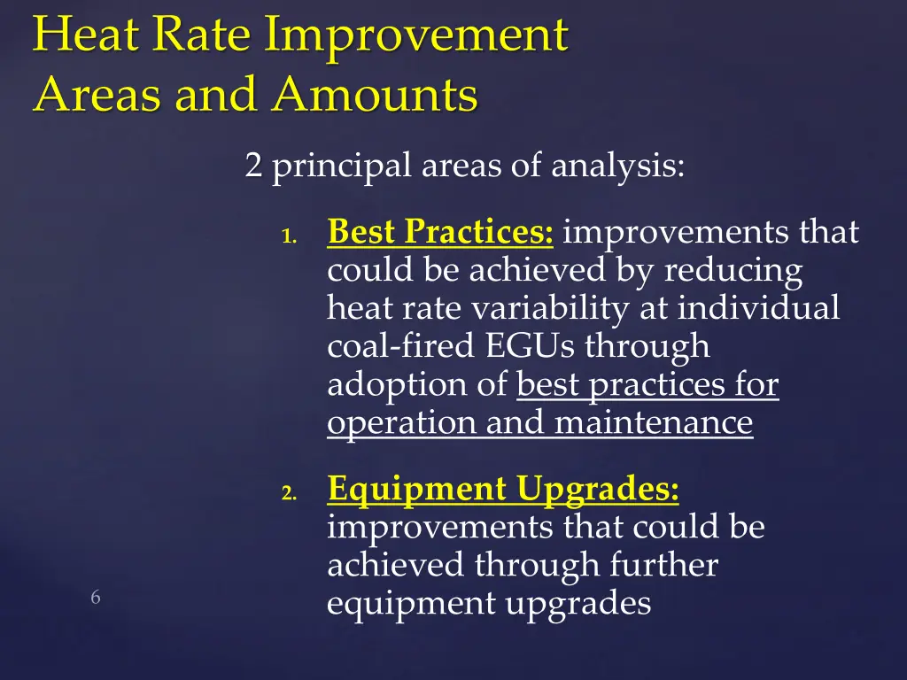 heat rate improvement areas and amounts