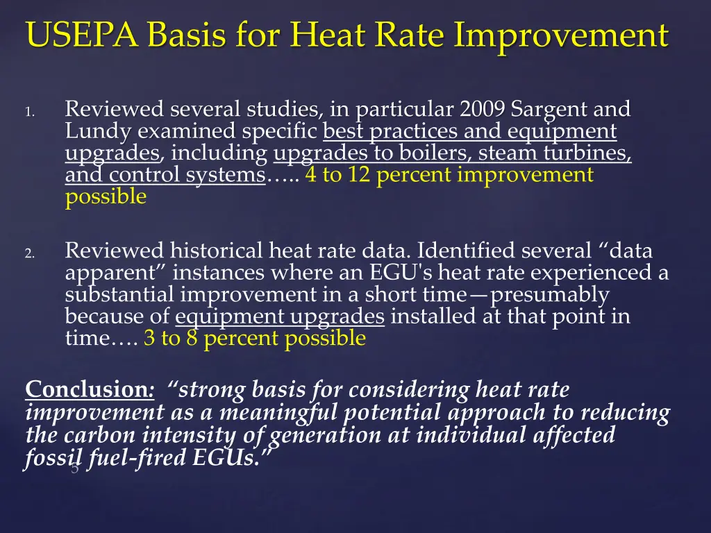 usepa basis for heat rate improvement