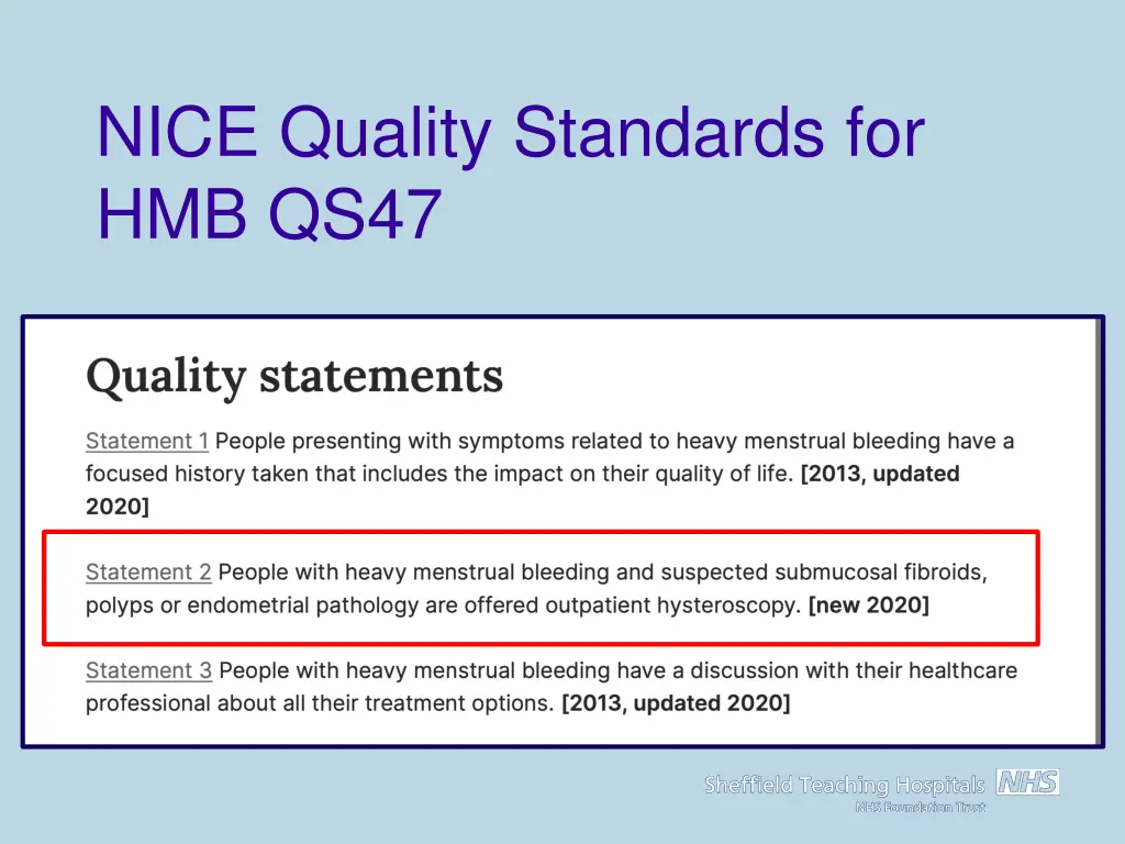nice quality standards for hmb qs47 2