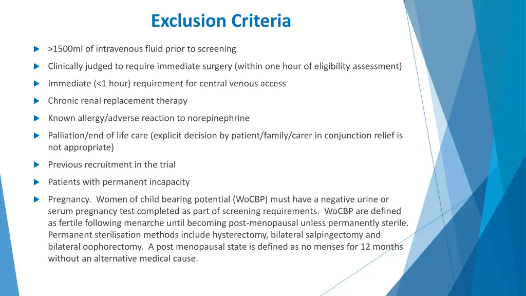 exclusion criteria