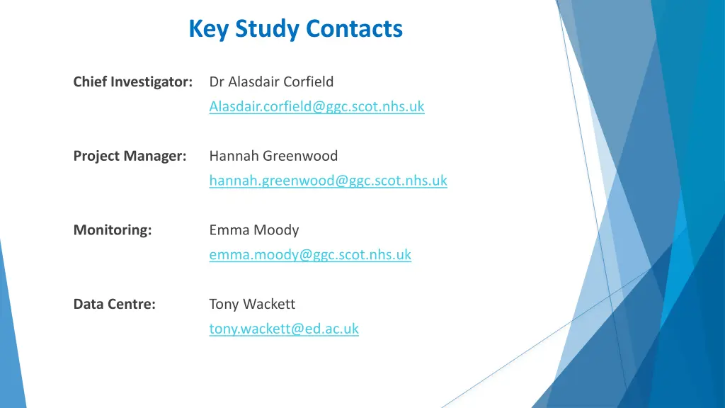 key study contacts