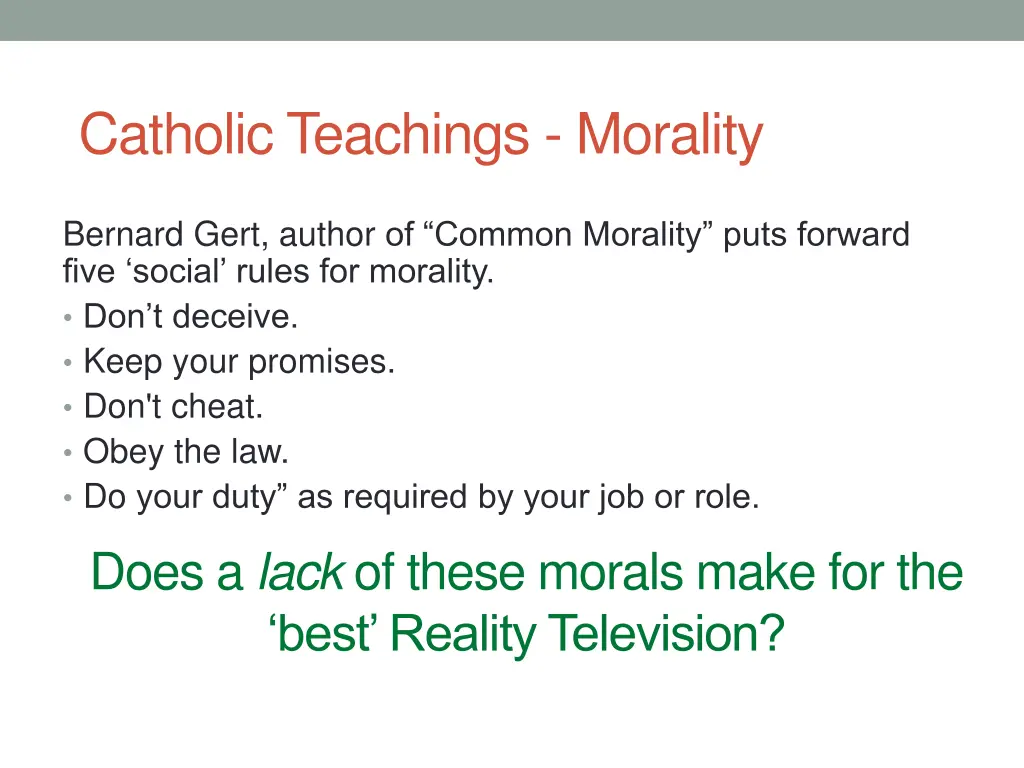 catholic teachings morality