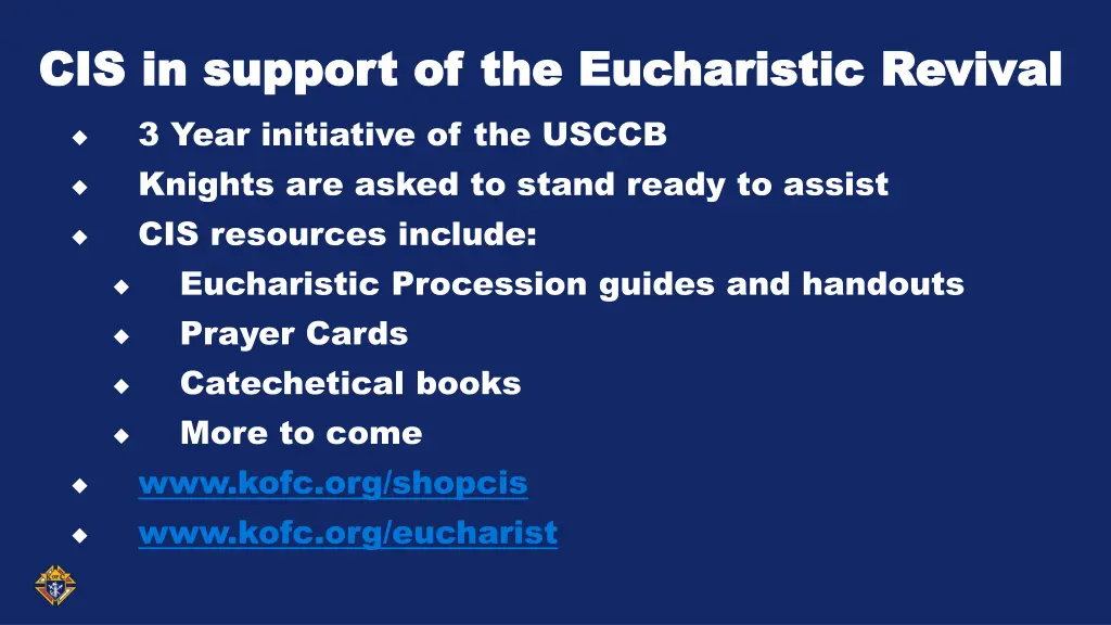 cis in support of the eucharistic revival