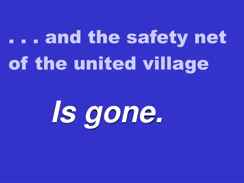 and the safety net of the united village