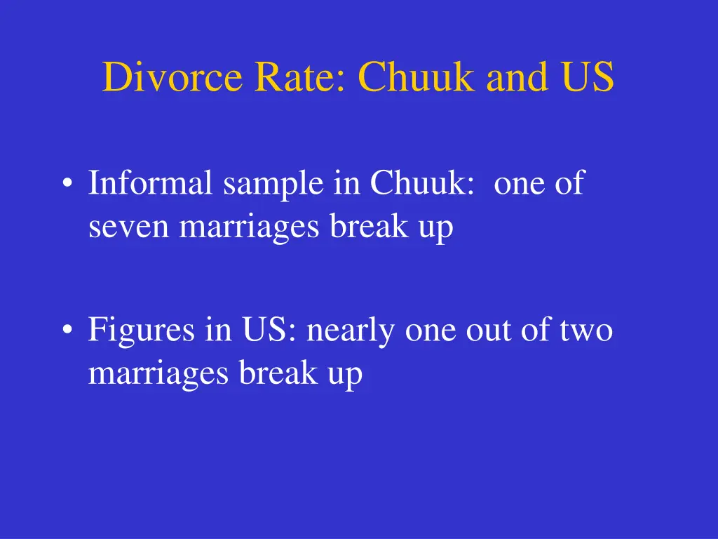 divorce rate chuuk and us