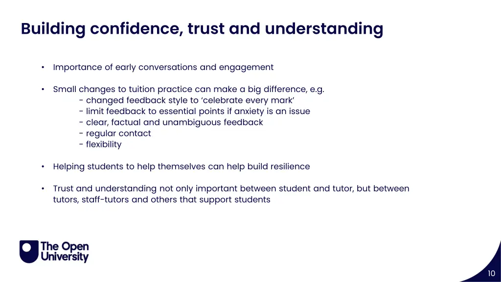building confidence trust and understanding