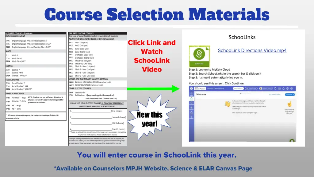 course selection materials