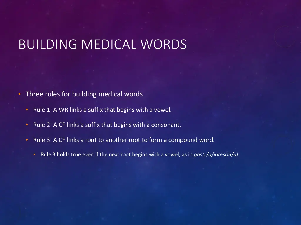 building medical words