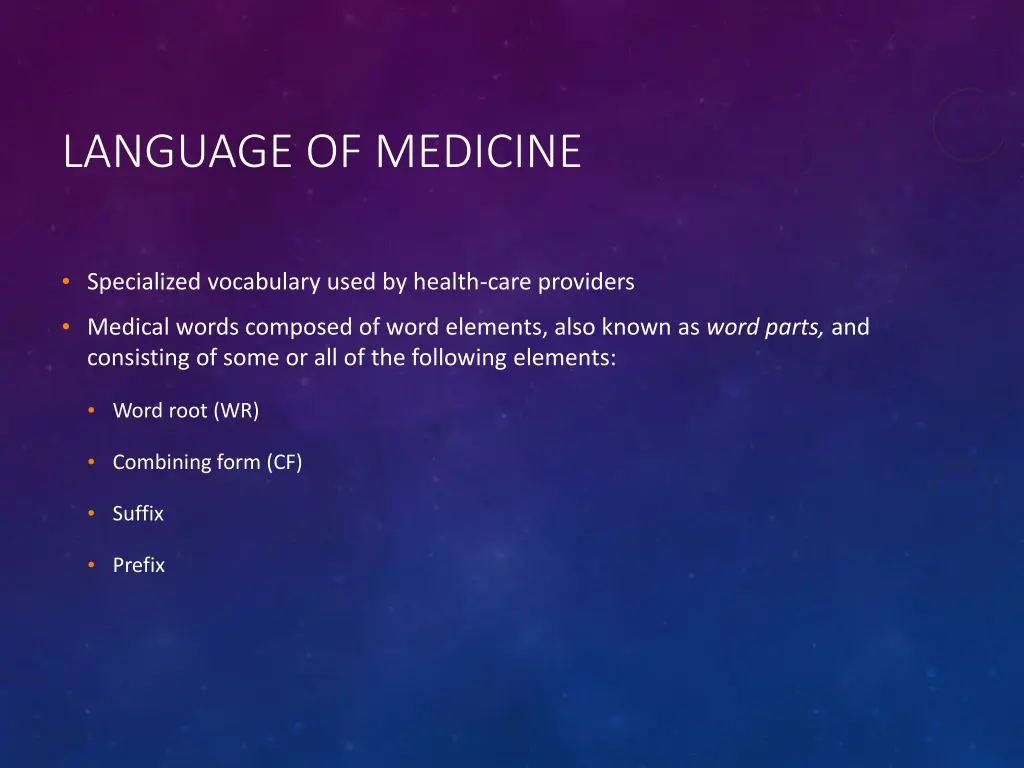 language of medicine