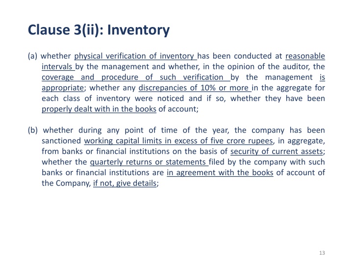 clause 3 ii inventory