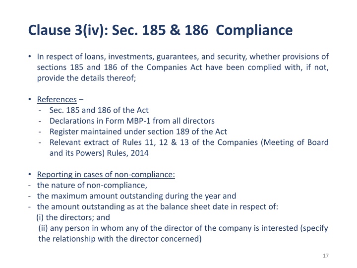 clause 3 iv sec 185 186 compliance