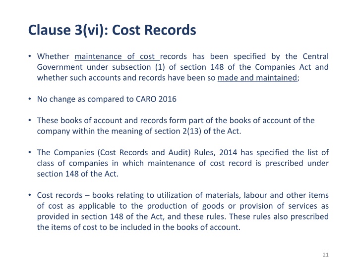 clause 3 vi cost records