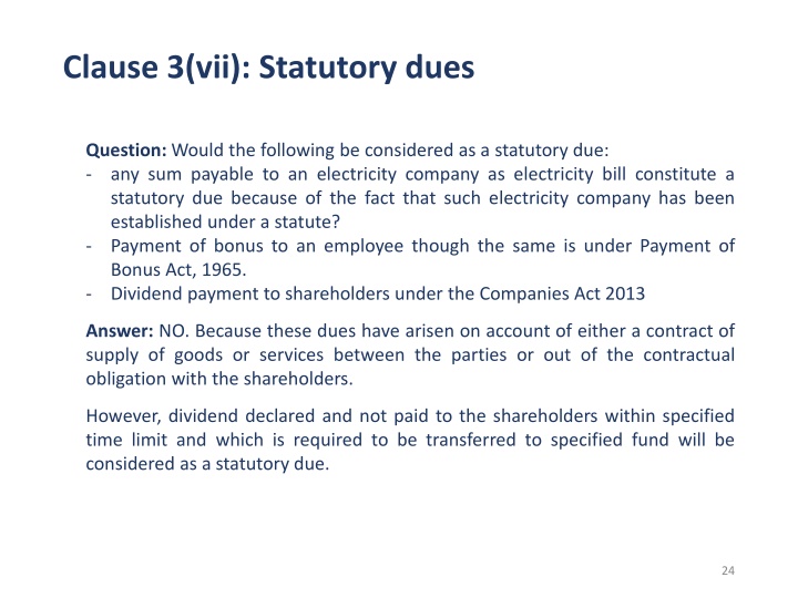 clause 3 vii statutory dues 1