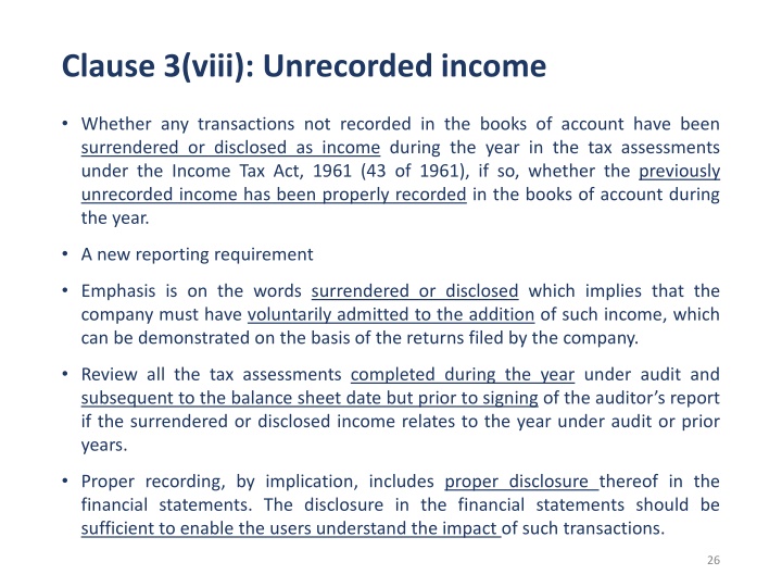 clause 3 viii unrecorded income