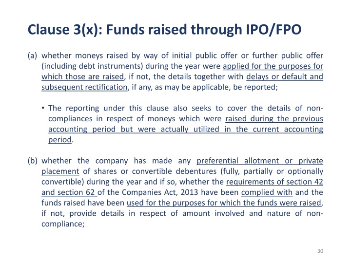 clause 3 x funds raised through ipo fpo