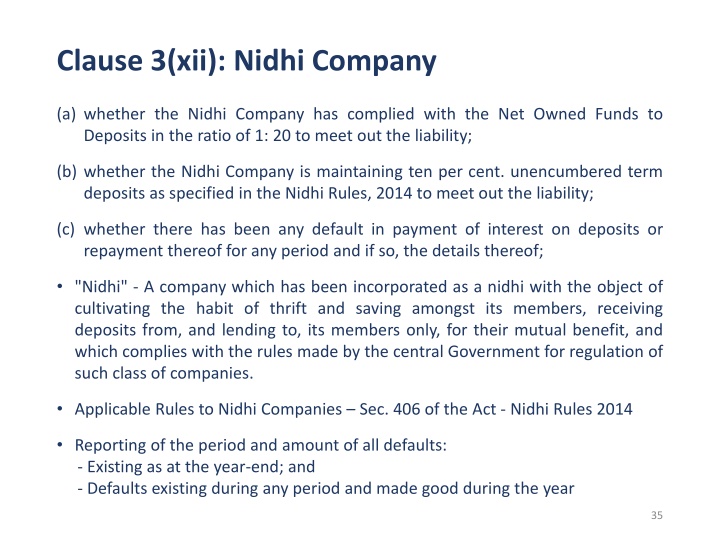 clause 3 xii nidhi company