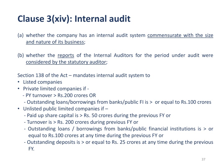 clause 3 xiv internal audit