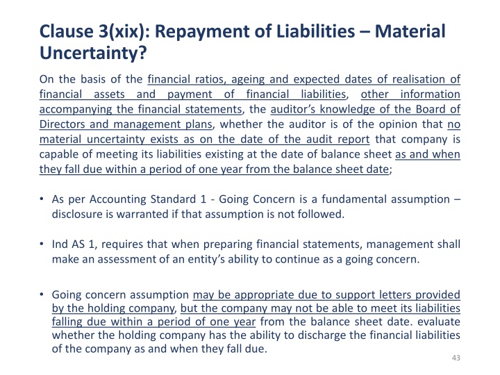 clause 3 xix repayment of liabilities material