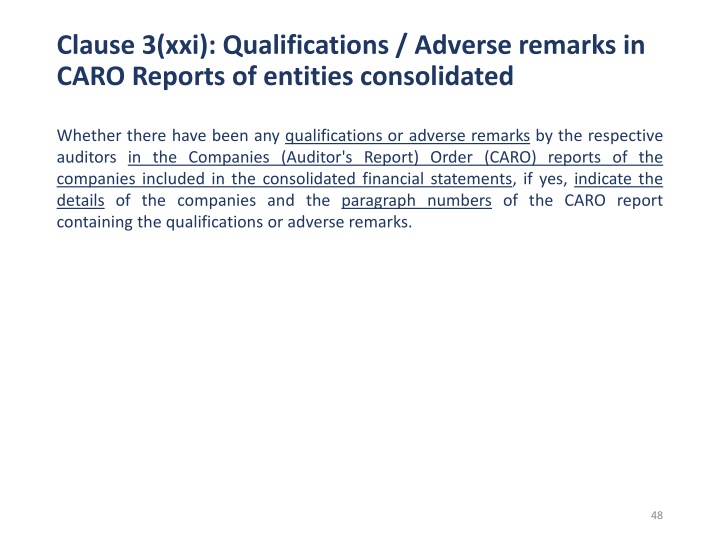 clause 3 xxi qualifications adverse remarks
