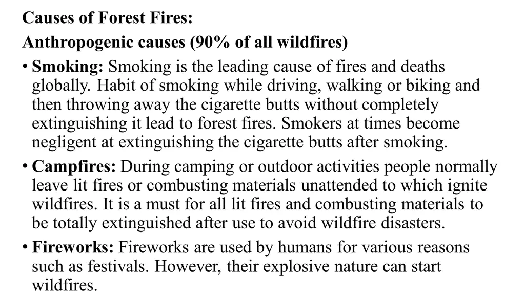 causes of forest fires anthropogenic causes