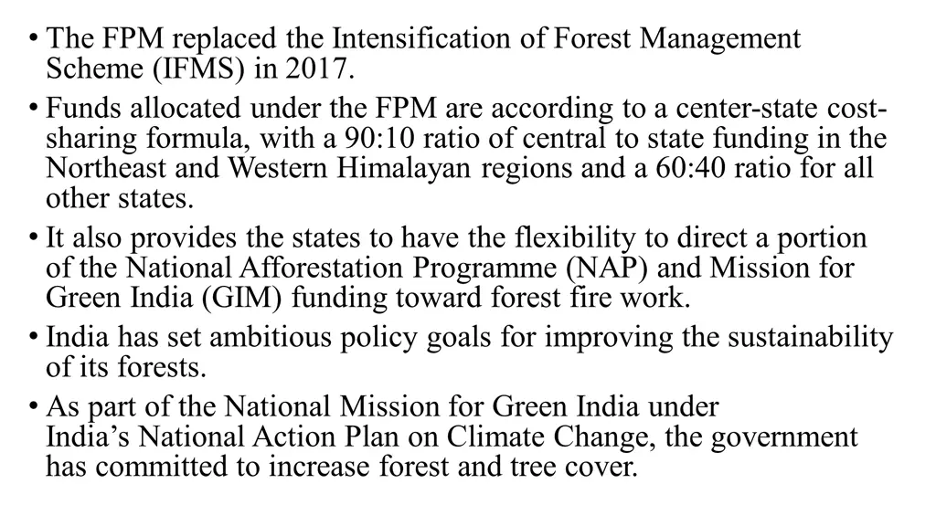 the fpm replaced the intensification of forest
