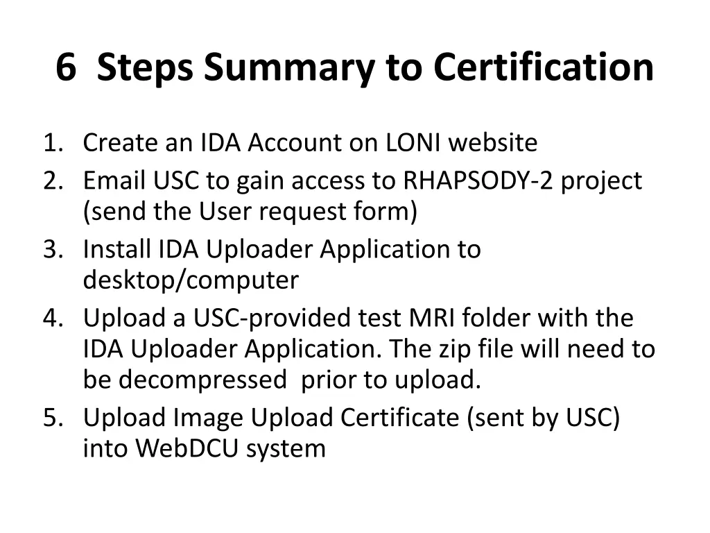 6 steps summary to certification