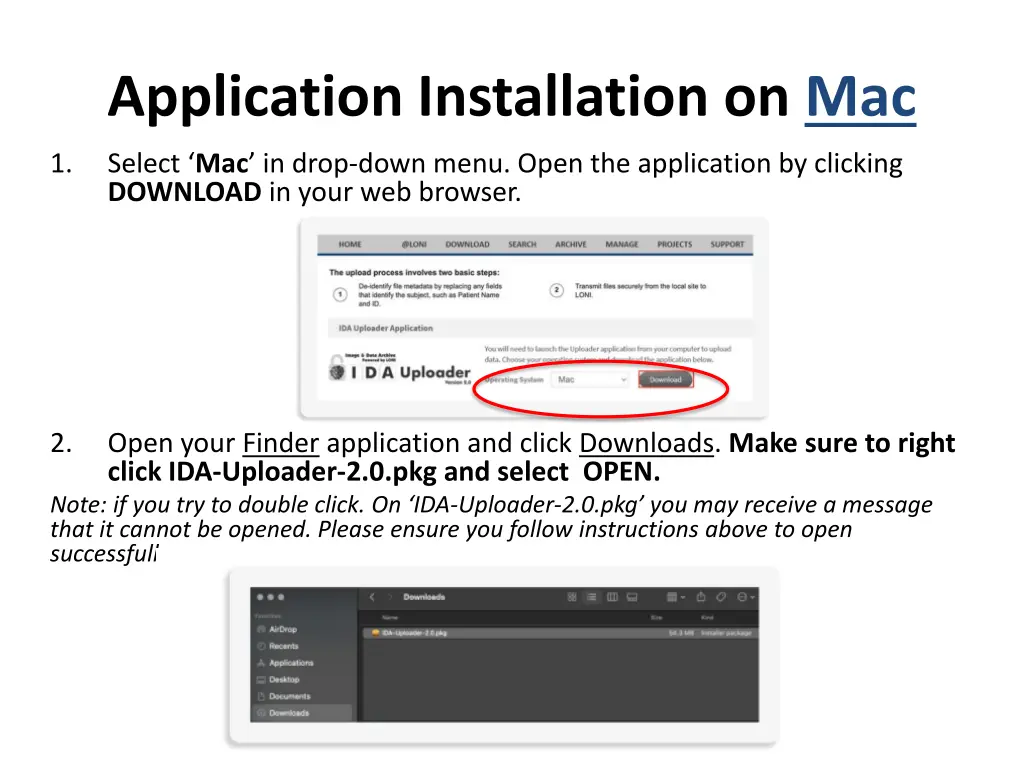 application installation on mac