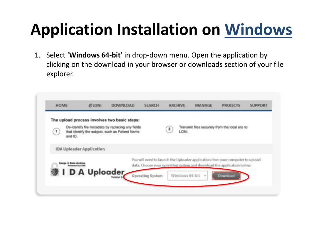 application installation on windows