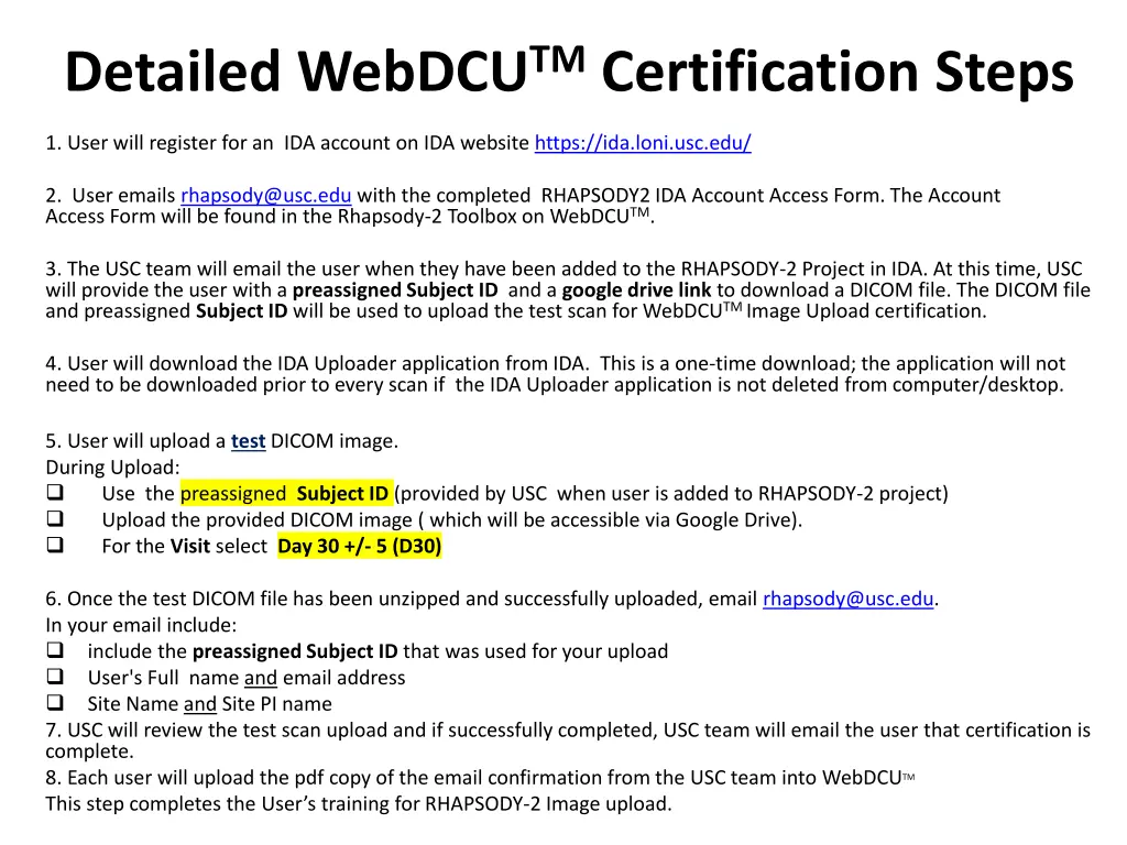 detailed webdcu tm certification steps