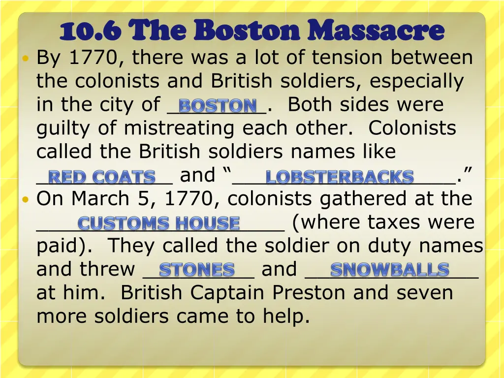 10 6 the boston massacre 10 6 the boston massacre