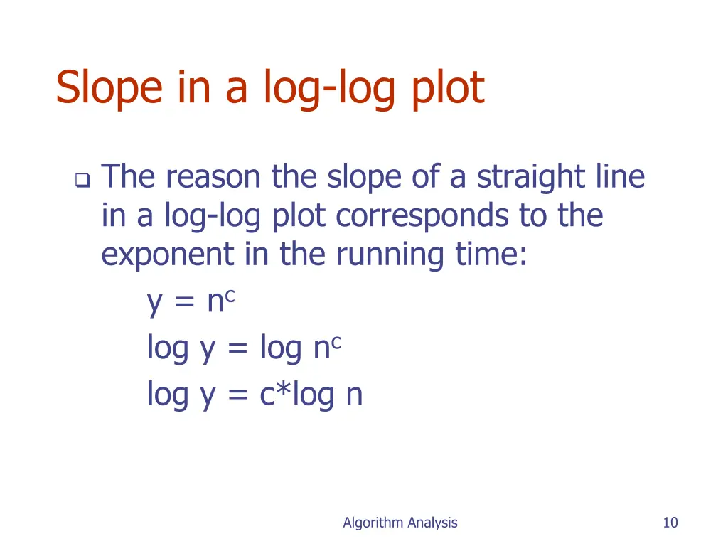 slope in a log log plot