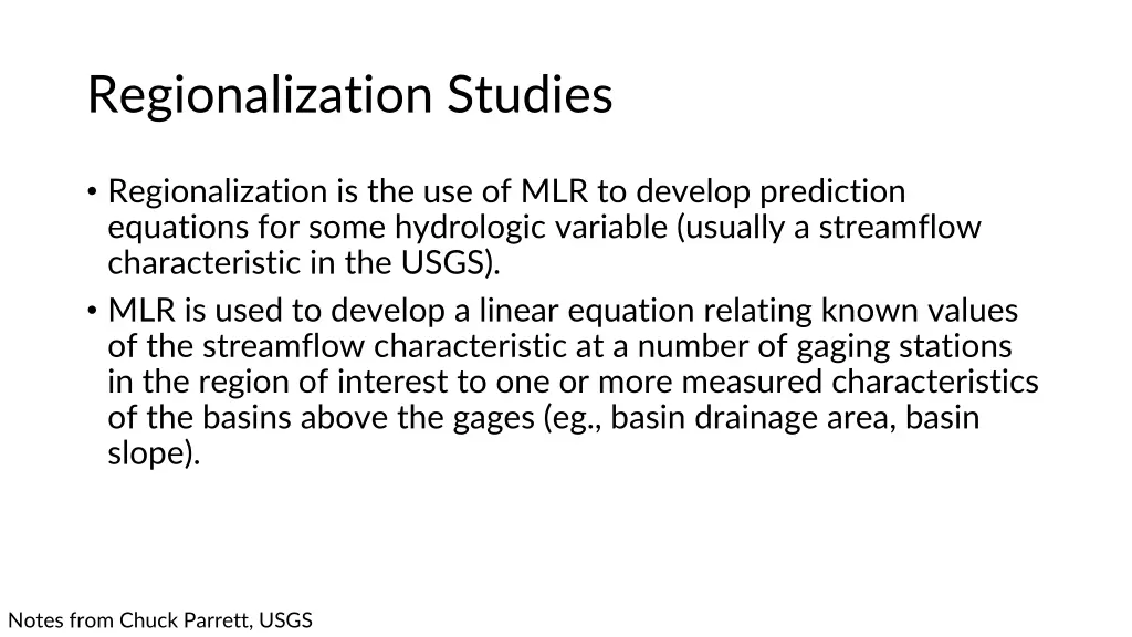 regionalization studies