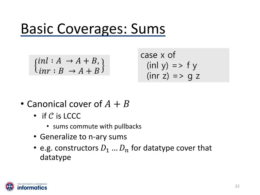 basic coverages sums