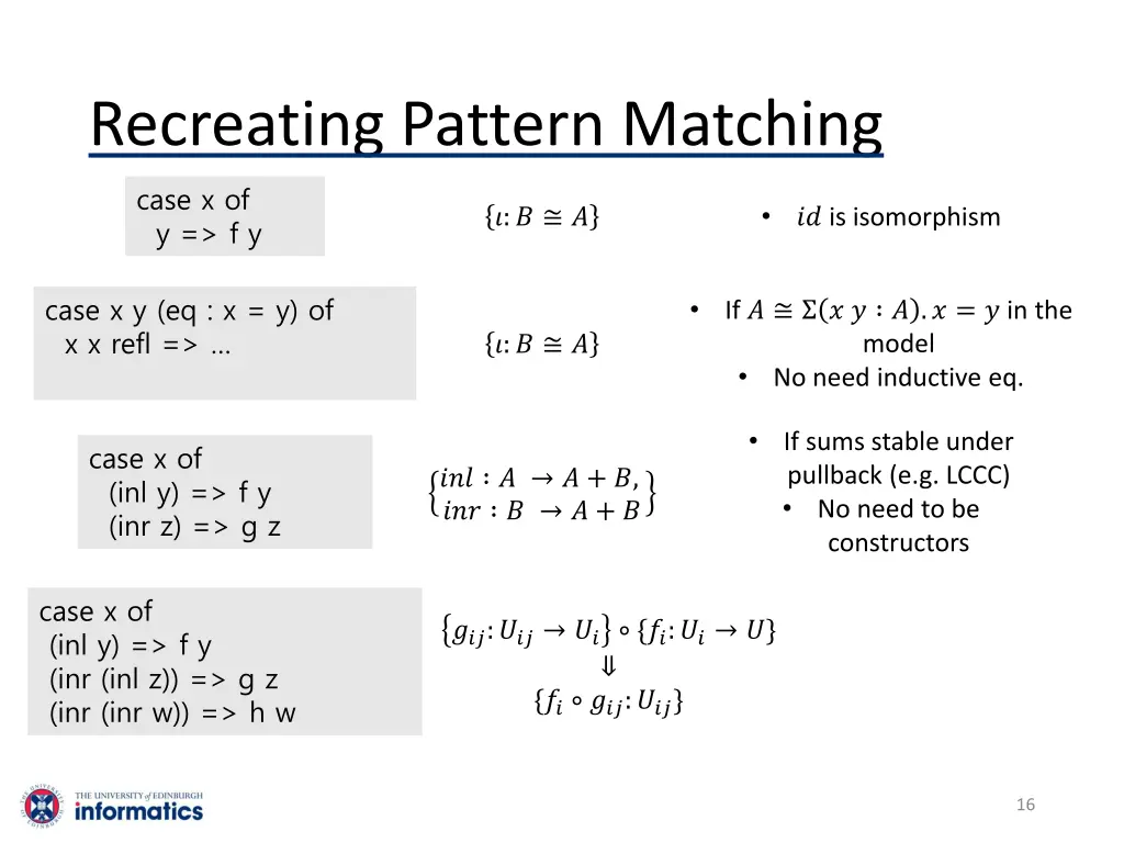 recreating pattern matching