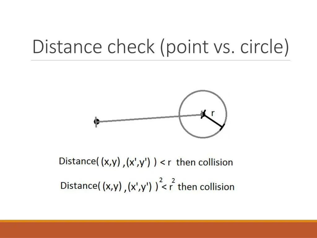 distance check point vs circle