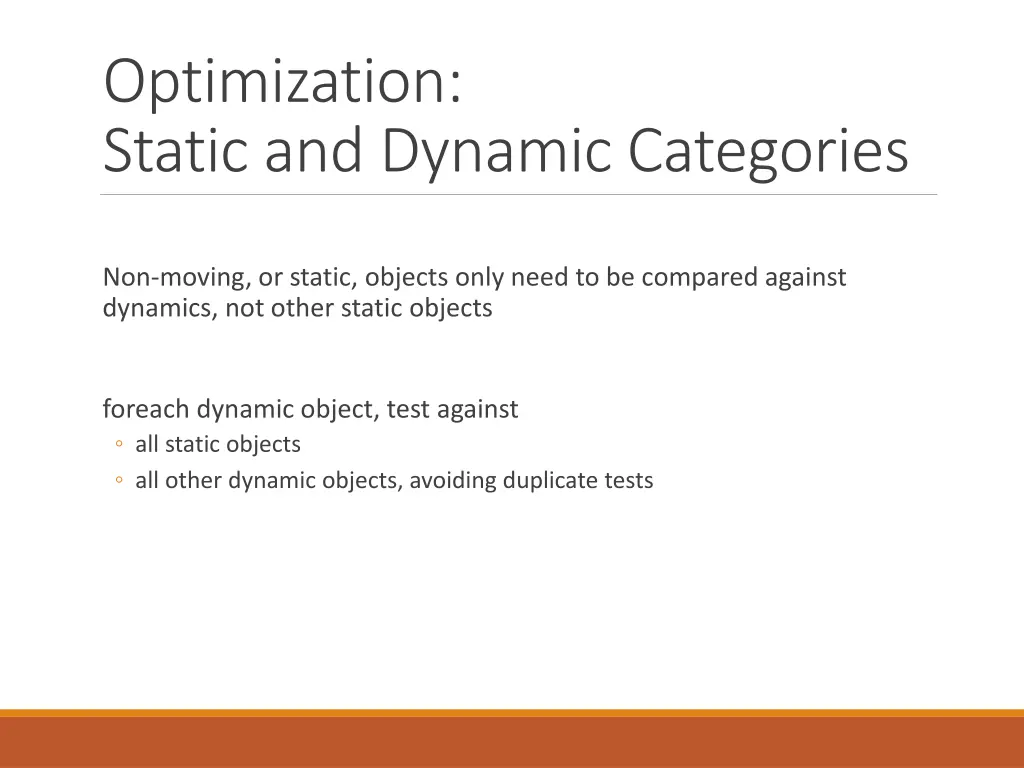 optimization static and dynamic categories