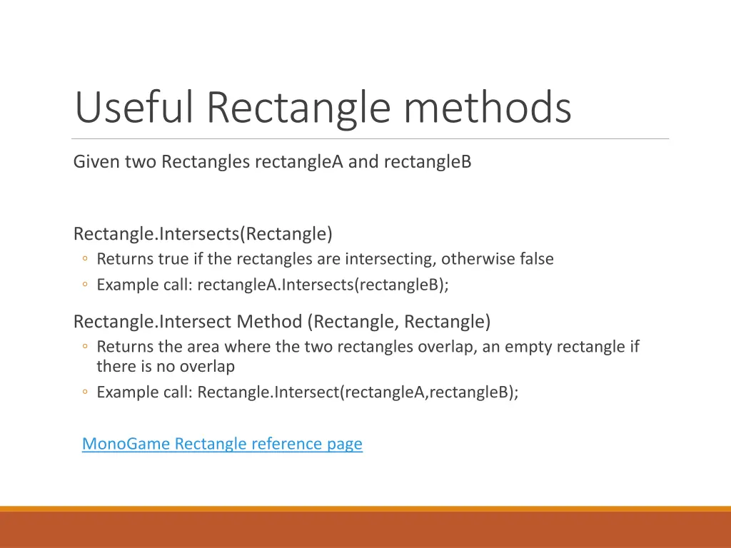 useful rectangle methods