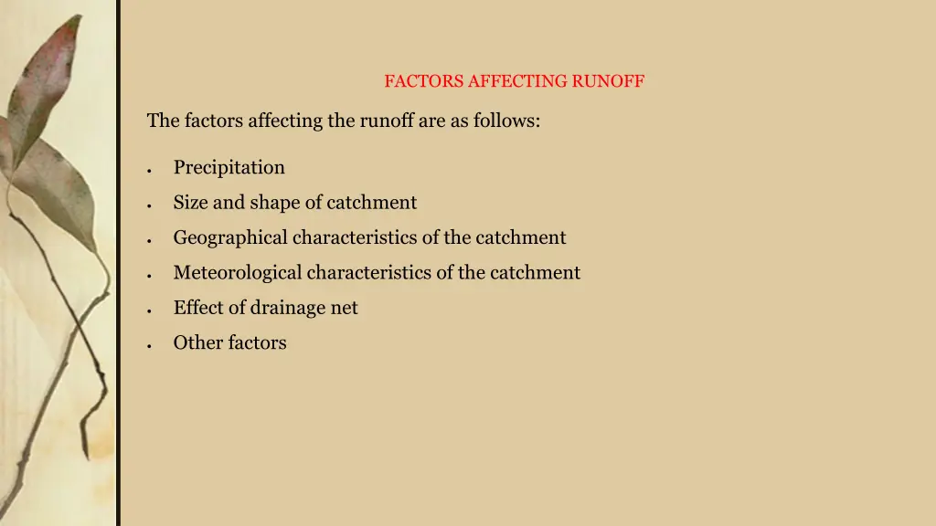 factors affecting runoff